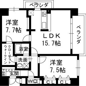 レジュールアッシュ福島-2LDK(90712803)の間取り図