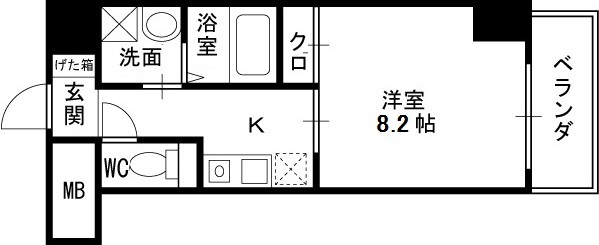 ドゥーエ本庄-1K(97350502)の間取り図