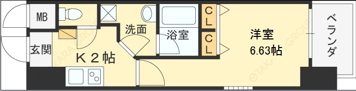 プレジオ東天満-1K(102604681)の間取り図