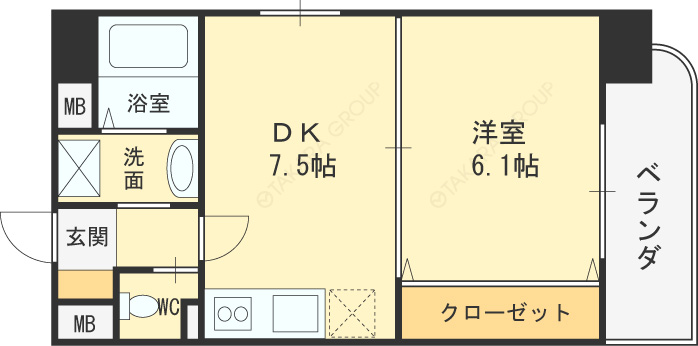 アルグラッド新福島-1DK(83317327)の間取り図