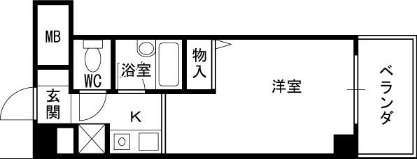 クレ－ル東天満-1R(100795186)の間取り図