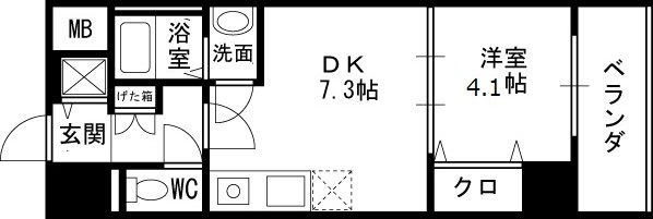 ＯＮＥ　ＲＯＯＦ　ＦＬＡＴ　ＴＥＮＪＩＮＢＡＳＨＩ-1DK(83323405)の間取り図