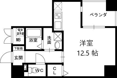 エスタブレ南森町-1R(104967044)の間取り図