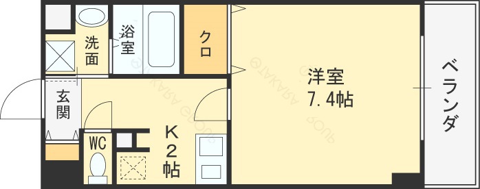 ベルエアー-1K(105002140)の間取り図