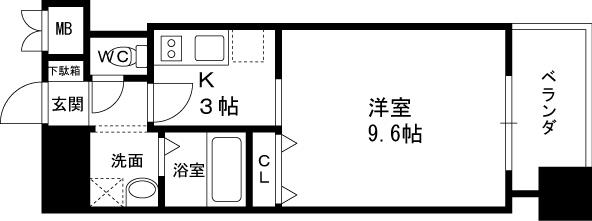 福島プライマリーワン-1K(88381376)の間取り図