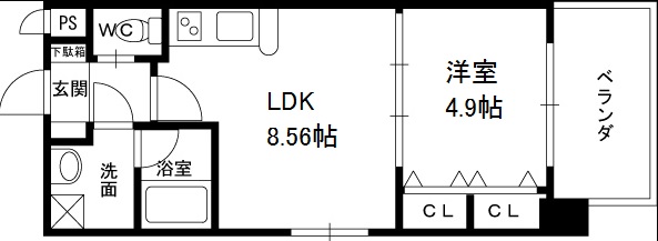 Ｃｈｏｅｉ６５　プレジオ中津-1LDK(44491391)の間取り図