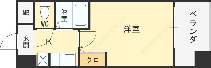 ＨＯＰＥ　ＣＩＴＹ天神橋-1K(87441169)の間取り図