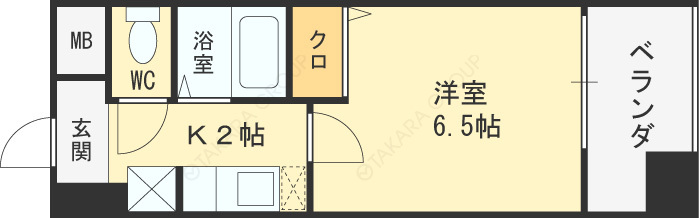 ＨＯＰＥ　ＣＩＴＹ天神橋-1K(87441107)の間取り図