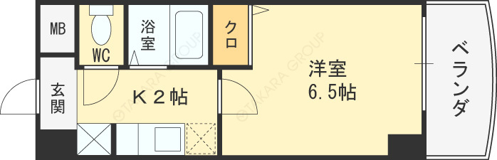 ＨＯＰＥ　ＣＩＴＹ天神橋-1K(87441017)の間取り図