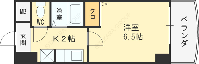 ＨＯＰＥ　ＣＩＴＹ天神橋-1K(89059655)の間取り図