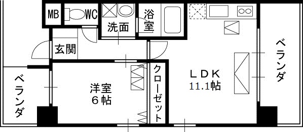 ＡＲＲＯＷ　ＦＩＥＬＤＳ壱番館-1LDK(83343400)の間取り図