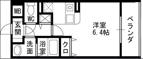 レジディア天神橋-1K(102622596)の間取り図