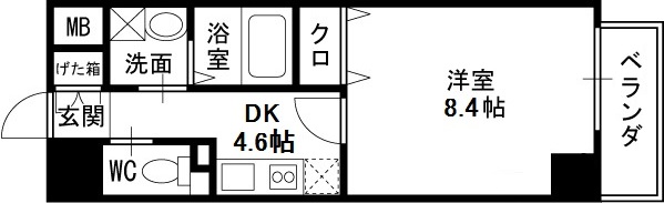 オアシス梅田-1DK(87685635)の間取り図