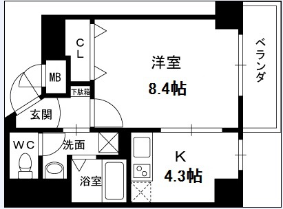 ｗｉｌｌＤｏ南森町-1K(87704653)の間取り図