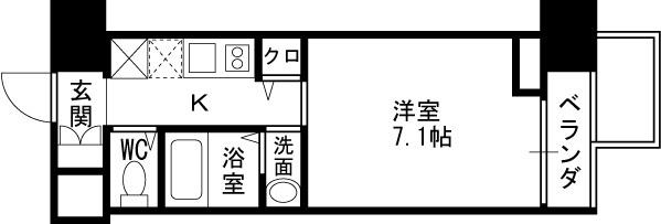 エイペックス梅田東Ⅱ-1K(103308786)の間取り図