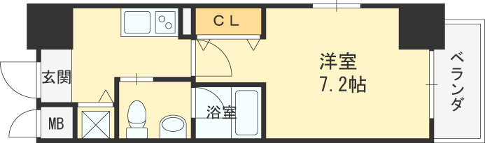 ラ・フォーレ松ヶ枝町Ⅲ-1K(102026479)の間取り図