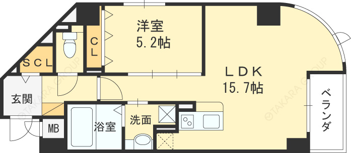 ＥＬーＳｉａ　Ｕｍｅｋｉｔａ-1LDK(97459508)の間取り図