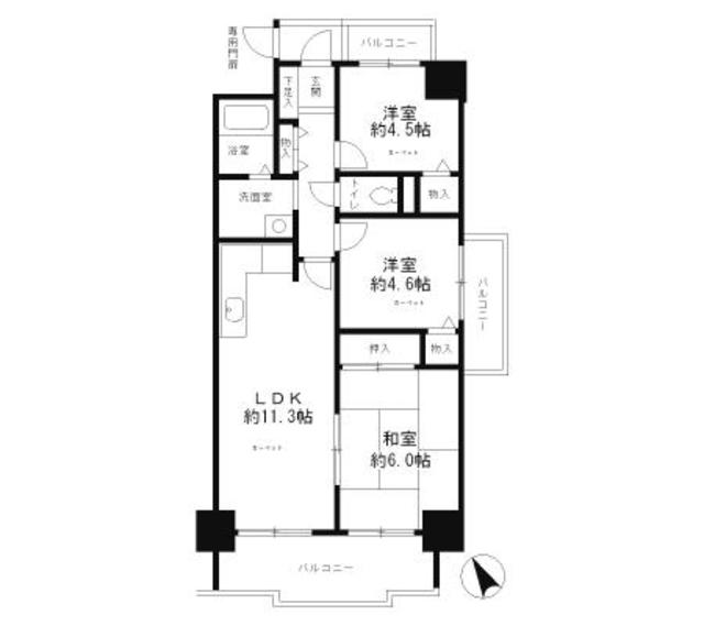 北梅田パーク・レジデンス-3LDK(88832614)の間取り図