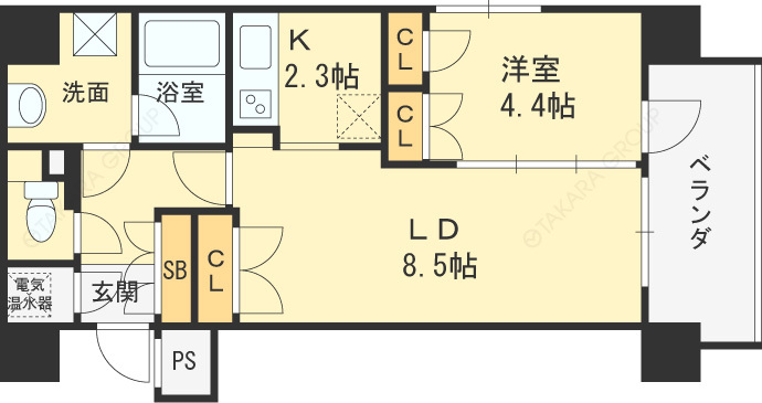 天満橋ケルスコート-1LDK(81531319)の間取り図