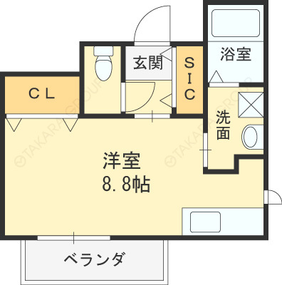 ラシーネ・梅田ＷＥＳＴ-1R(70750923)の間取り図