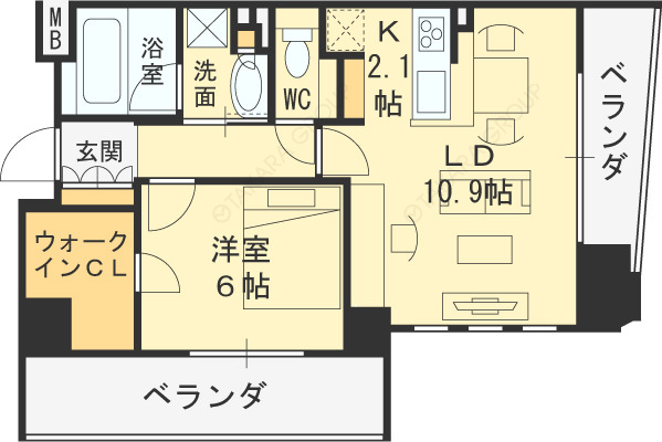 パークアクシス梅田-1LDK(76095477)の間取り図