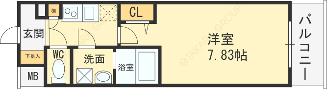 ＪＭＦレジデンス大阪福島（旧アクセリス大阪福島）-1K(87429302)の間取り図