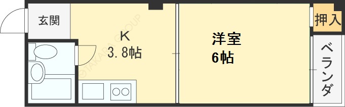 南森町ロイヤルハイツ-1K(87441392)の間取り図