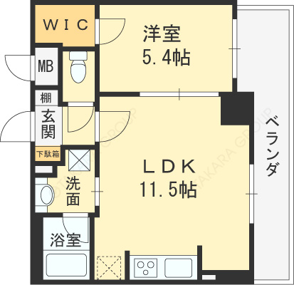 ザ・パークハビオ天満橋-1LDK(91300769)の間取り図