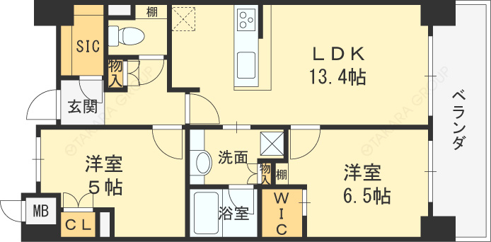 ザ・パークハビオ天満橋-2LDK(103186699)の間取り図