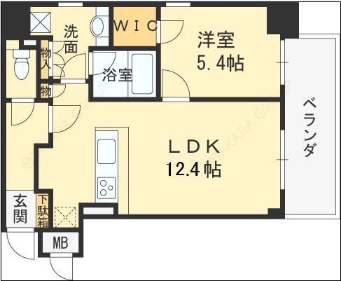 ザ・パークハビオ天満橋-1LDK(94064975)の間取り図