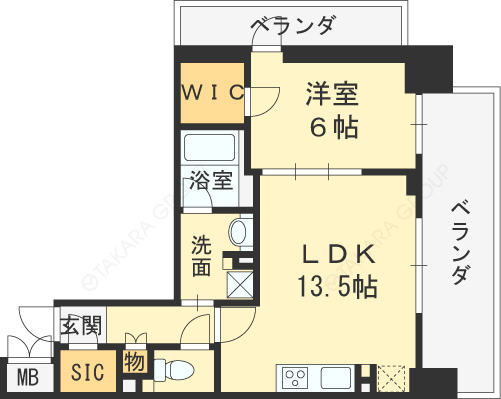 ザ・パークハビオ天満橋-1LDK(94024423)の間取り図