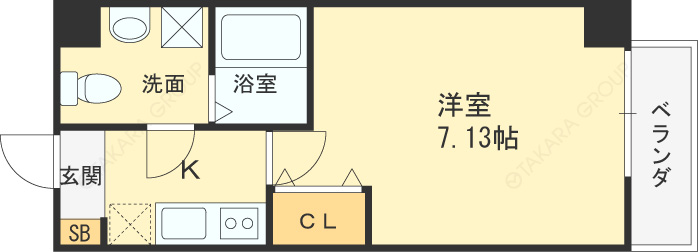 ウインズコート西梅田Ⅱ-1K(97056166)の間取り図