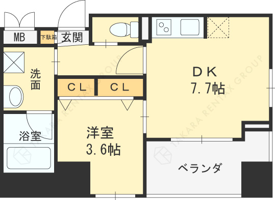 ノルデンタワー南森町プレミアム-1DK(86937492)の間取り図