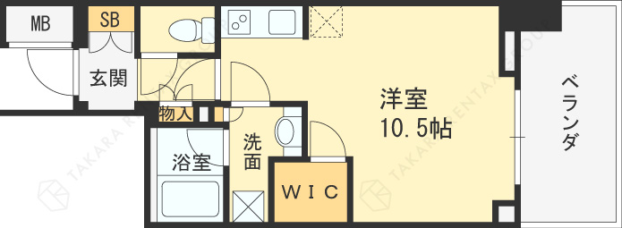 ザ・パークハビオ堂島-1R(103406147)の間取り図