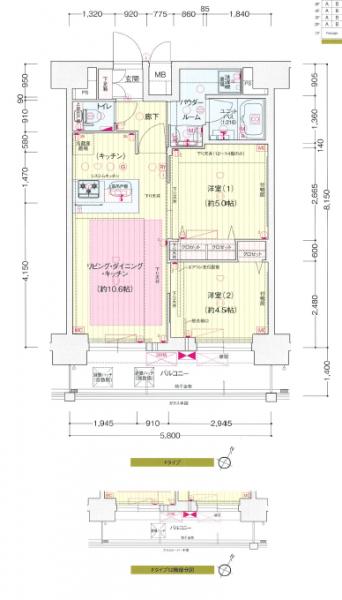 プレサンス大阪福島シエル-2LDK(104032026)の間取り図