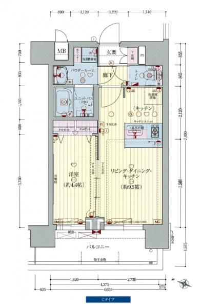 プレサンス大阪天満リバーシア-1LDK(81564701)の間取り図