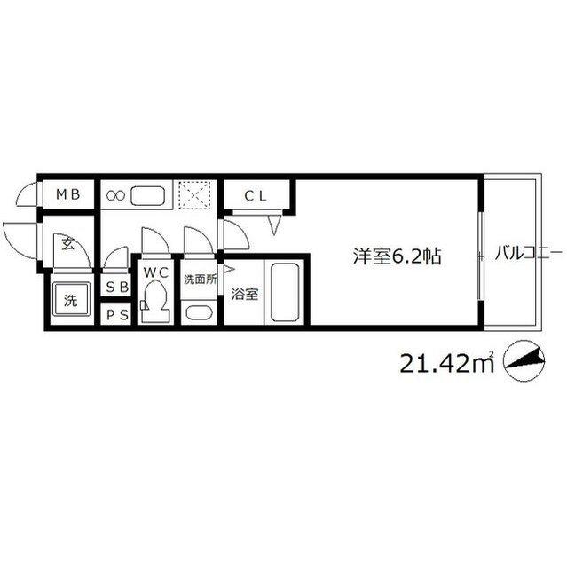 エスリード天神橋筋六丁目-1K(104766138)の間取り図