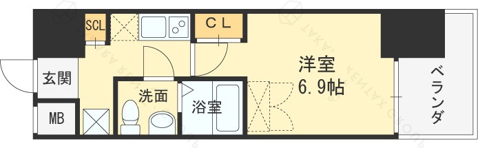 ＳＥＲＥＮｉＴＥ福島ｓｃｅｌｔｏ-1K(91383946)の間取り図