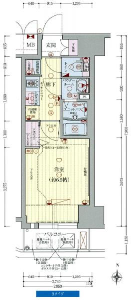 プレサンス梅田Ⅱ-1K(85324016)の間取り図