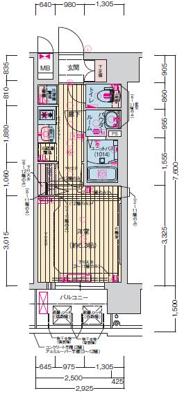 プレサンス梅田ヴェルテ-1K(86332889)の間取り図