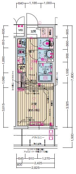 プレサンス梅田ヴェルテ-1K(86332893)の間取り図