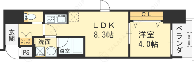 コンフォリア西天満-1LDK(93773008)の間取り図