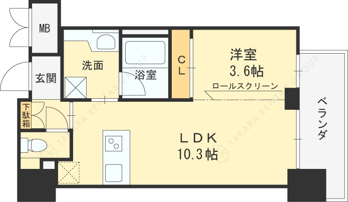 ノルデンハイム同心-1LDK(87221512)の間取り図