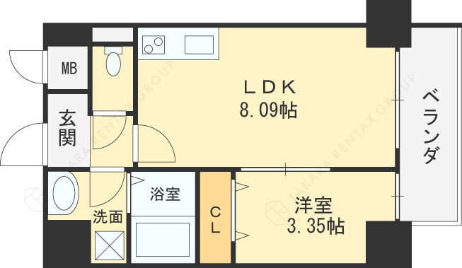 ＧＲＡＮＤ　ＳＴＥＡＤＹ新梅田-1LDK(87830428)の間取り図