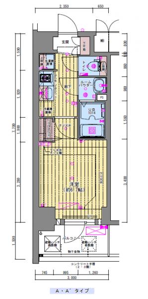 プレサンス福島ミッドエル-1K(88430150)の間取り図