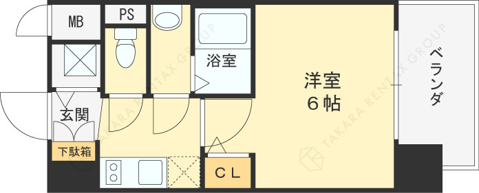 エスリード大阪梅田リュクス-1K(97036640)の間取り図