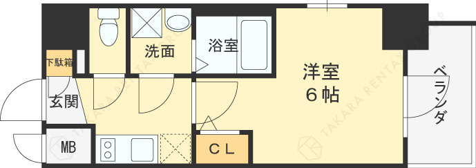 エスリード大阪梅田リュクス-1K(97036665)の間取り図