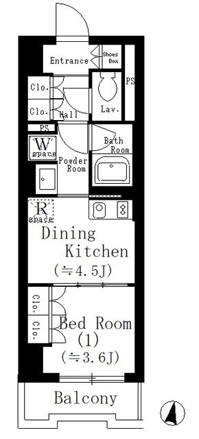 エル・セレーノ大阪天神橋-1DK(88924523)の間取り図