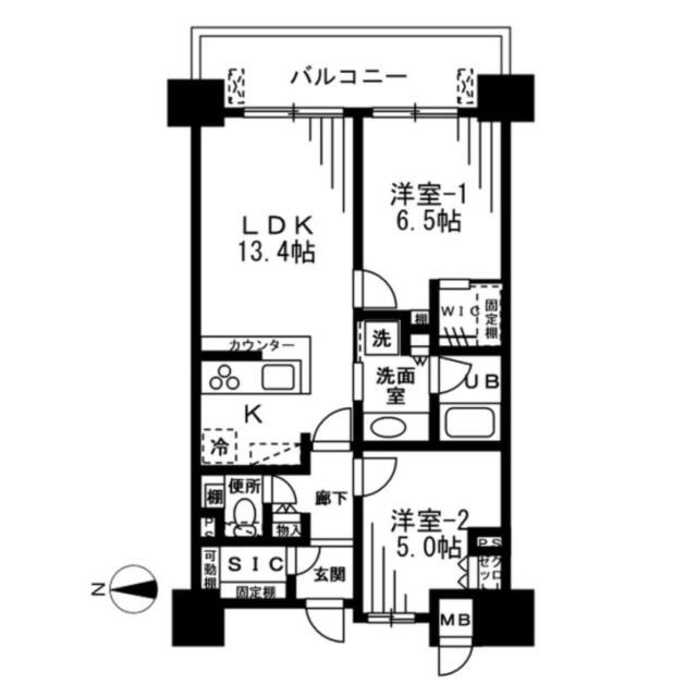 ザ・パークハビオ天満橋-2LDK(93880805)の間取り図