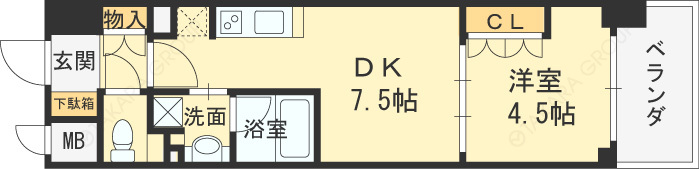 ザ・パークハビオ天満橋-1DK(94558098)の間取り図